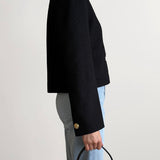Angelina Wool Tweed Jacket in Black