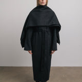Eloise Wool Scarf Coat in Charcoal