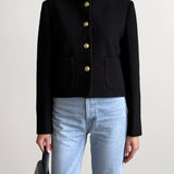 Angelina Wool Tweed Jacket in Black