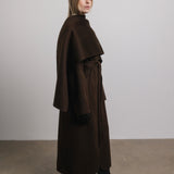 Eloise Wool Scarf Coat in Chocolate
