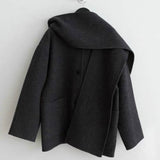 Isabella Wool Scarf Coat in Dark Grey