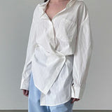 Astrid Asymmetric Striped Cotton Shirt in White