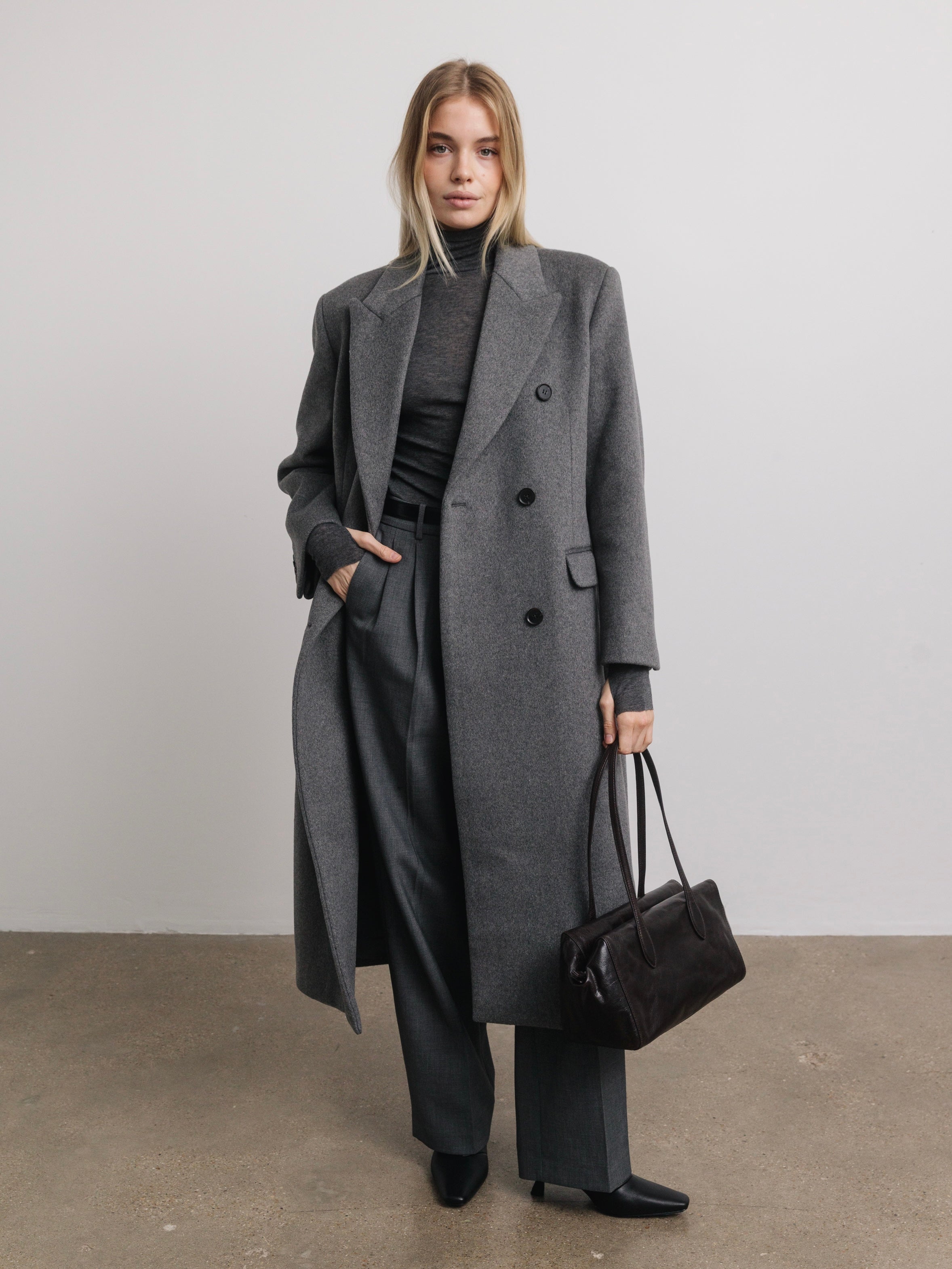 Cosette Oversized Wool Coat in Grey