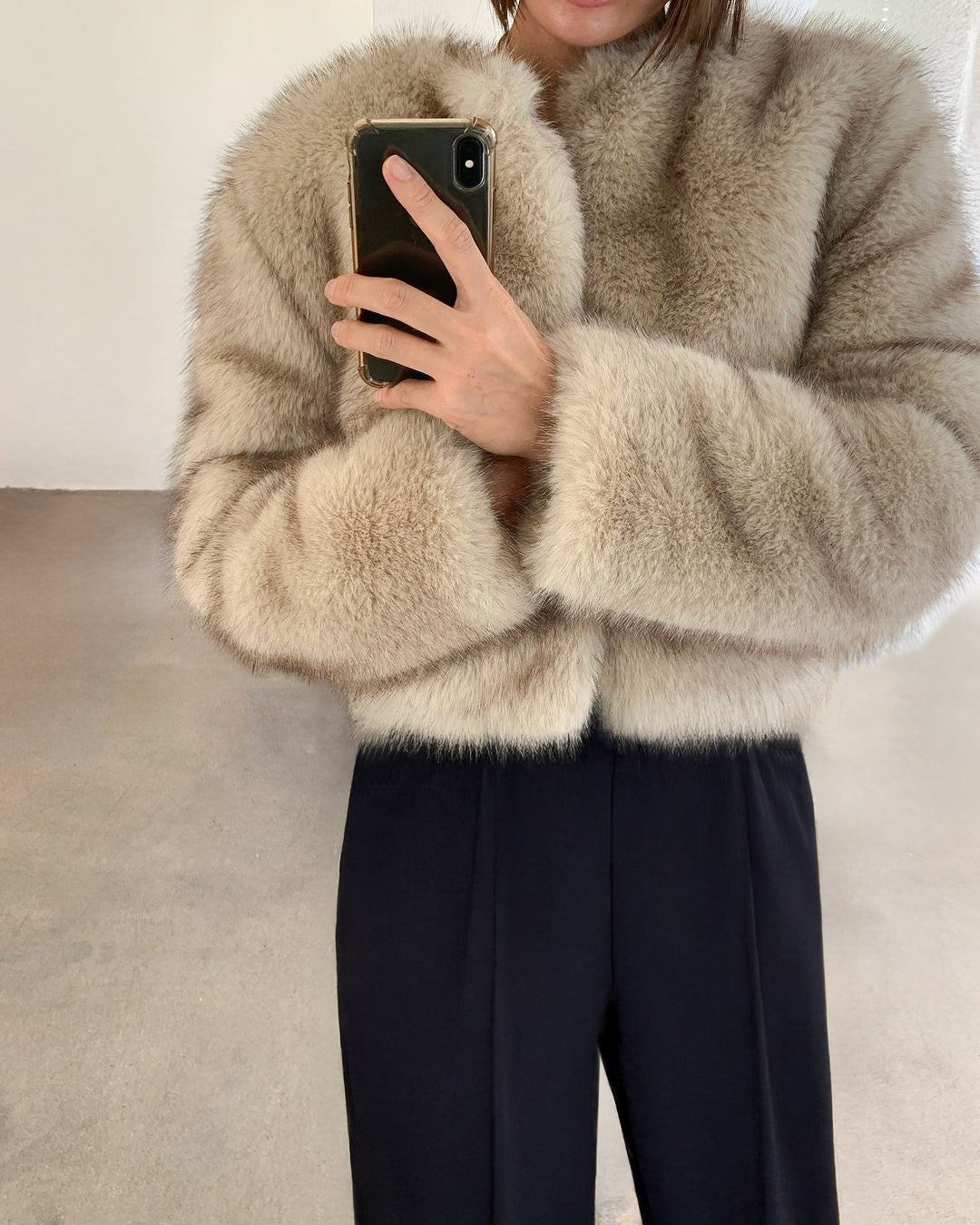 Romy Faux Fur Jacket in Natural