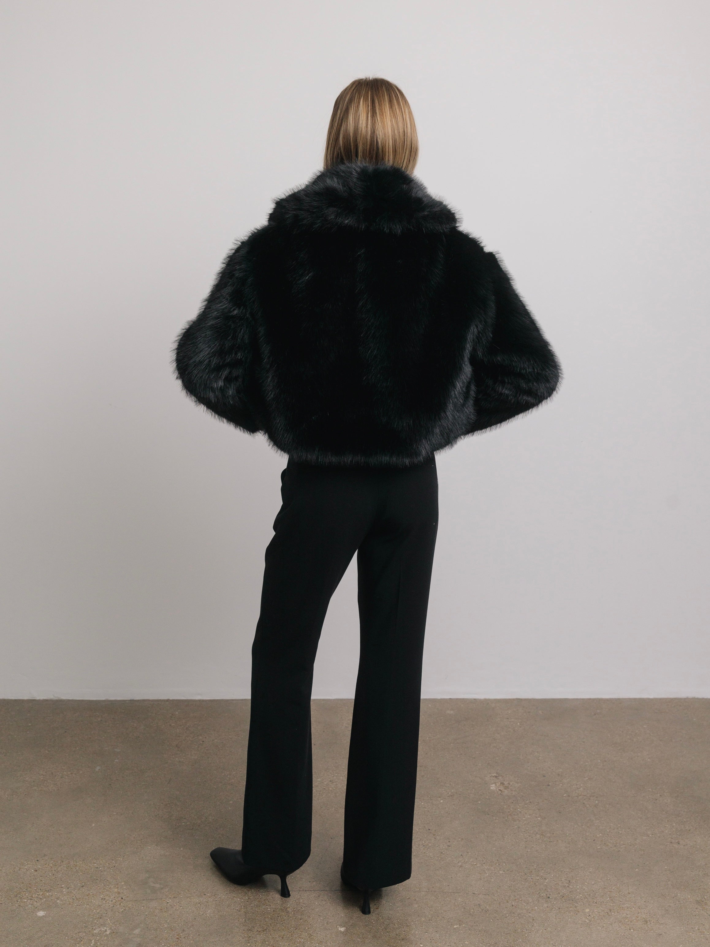 Leya Faux Fur Jacket in Black