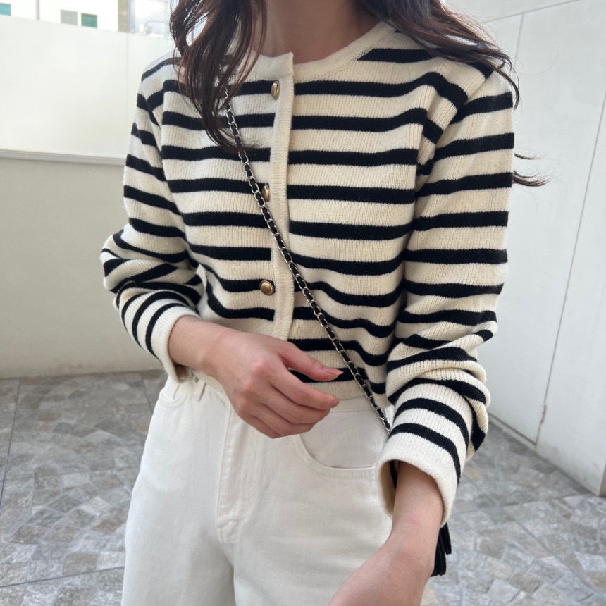 Claire Wool Striped Cardigan