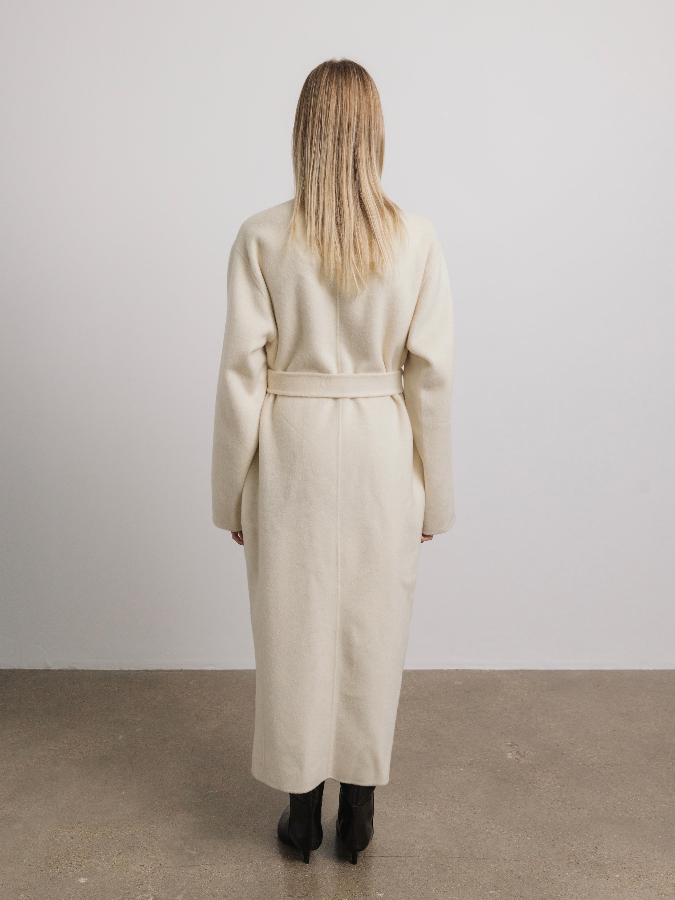 Eloise Wool Scarf Coat in Ivory