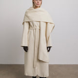 Eloise Wool Scarf Coat in Ivory