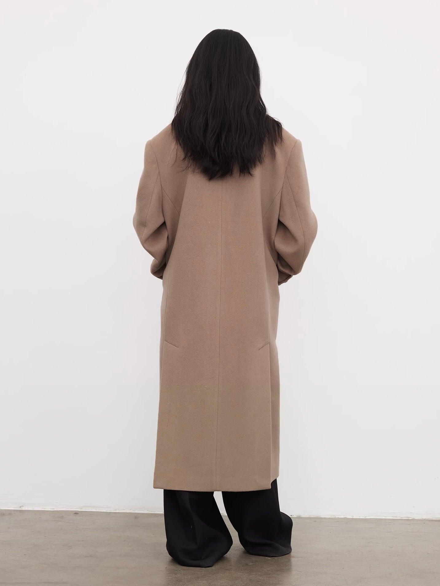 Marieke Wool Oversized Coat in Beige