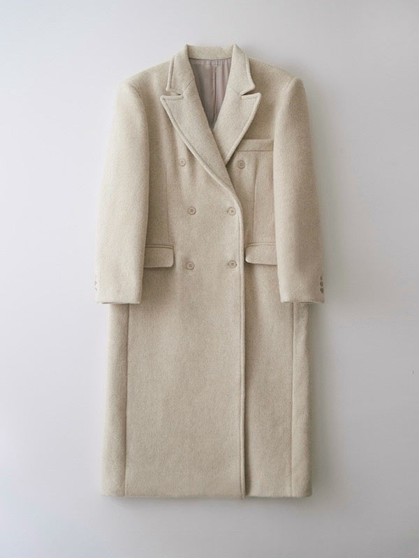 Helena Double Breasted Wool Coat in Oat