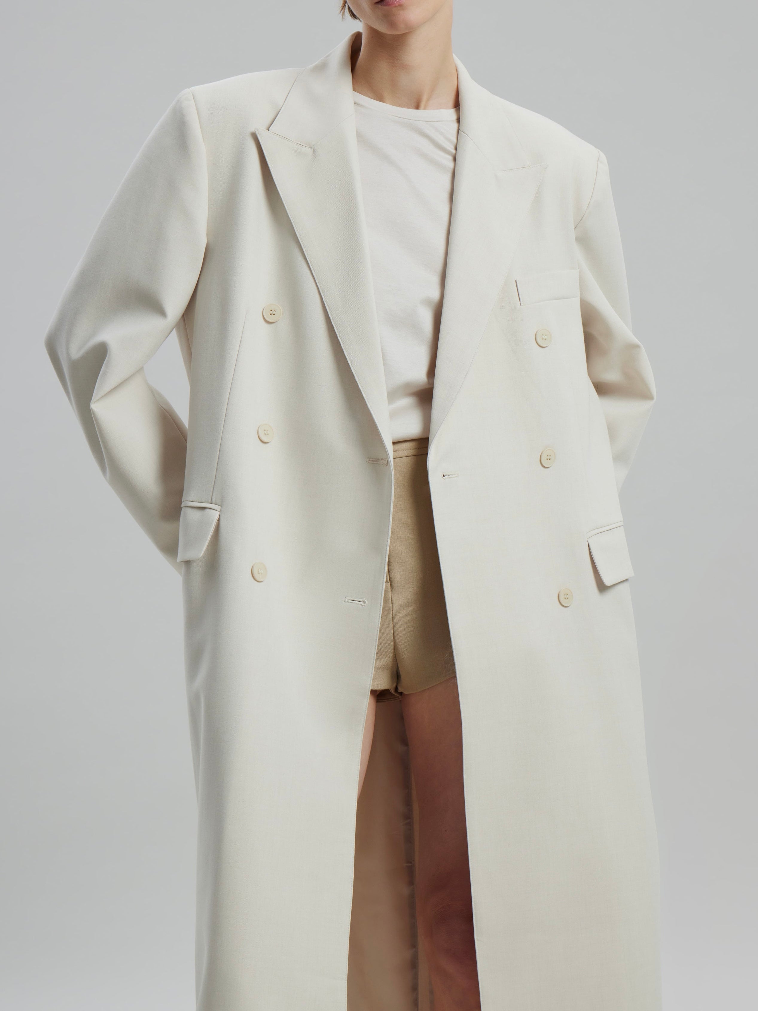 Gemma Double Breasted Coat in Eggshell
