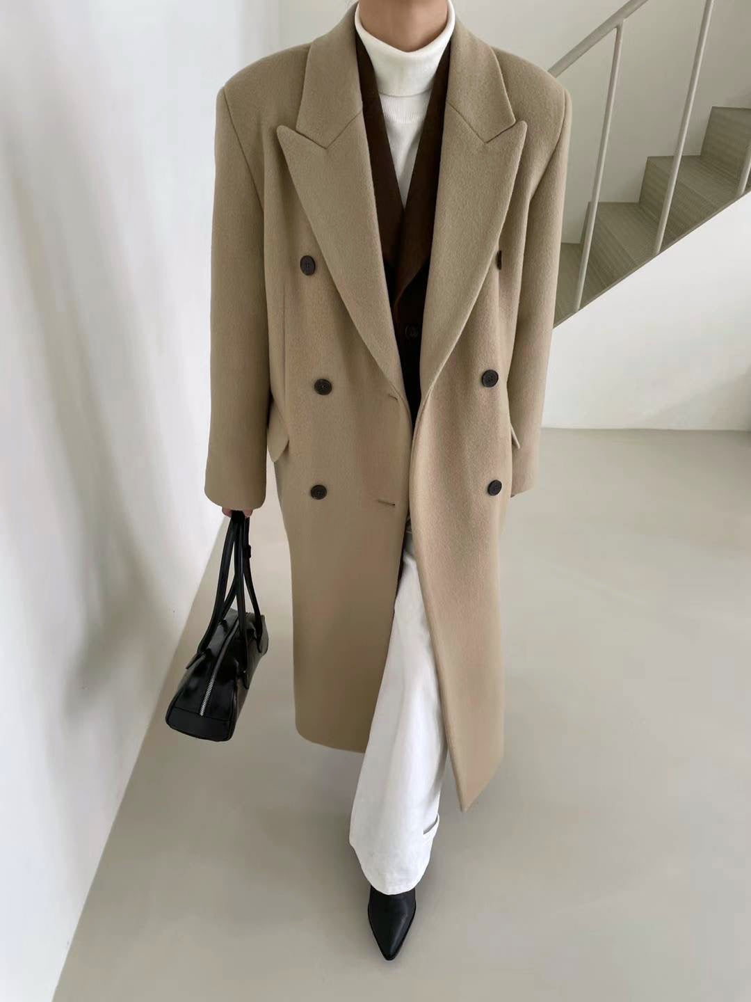 Cosette Oversized Wool Coat in Sand