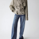 Laine Short Trench Coat in Light Beige