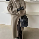 Wren Funnel Neck Wool Coat in Taupe