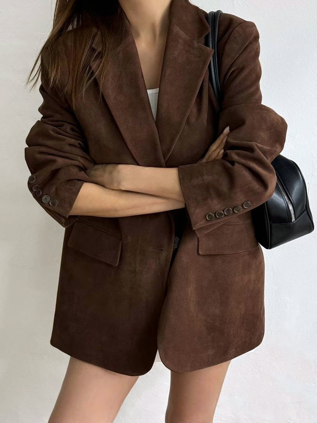 Rhone Faux Suede Jacket in Coffee