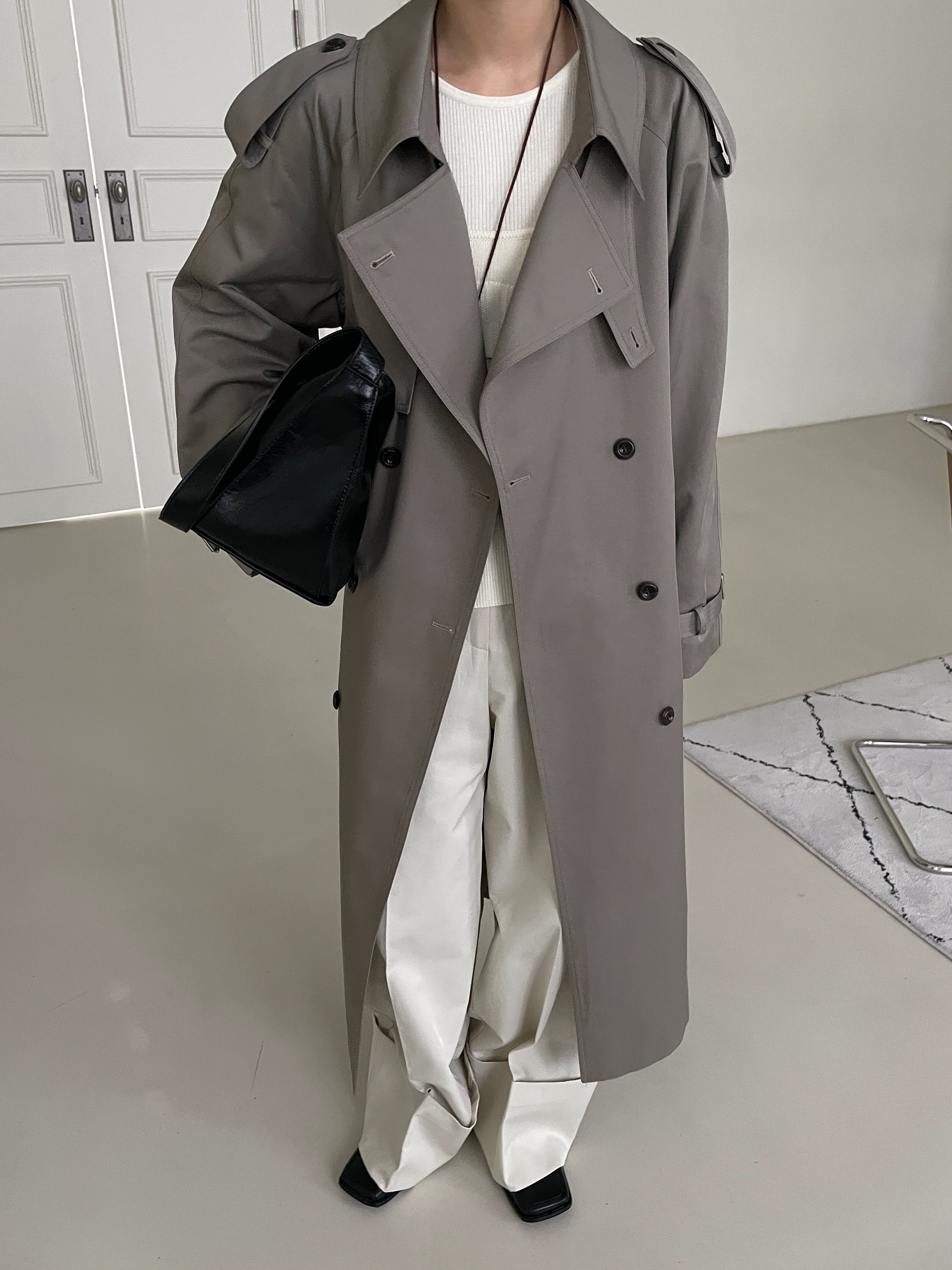 Sloane Trench Coat in Pewter