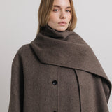 Liv Wool Scarf Coat in Brown Melange