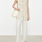 Constance Bias Crepe Pant in Ivory