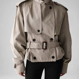 Laine Short Trench Coat in Light Beige