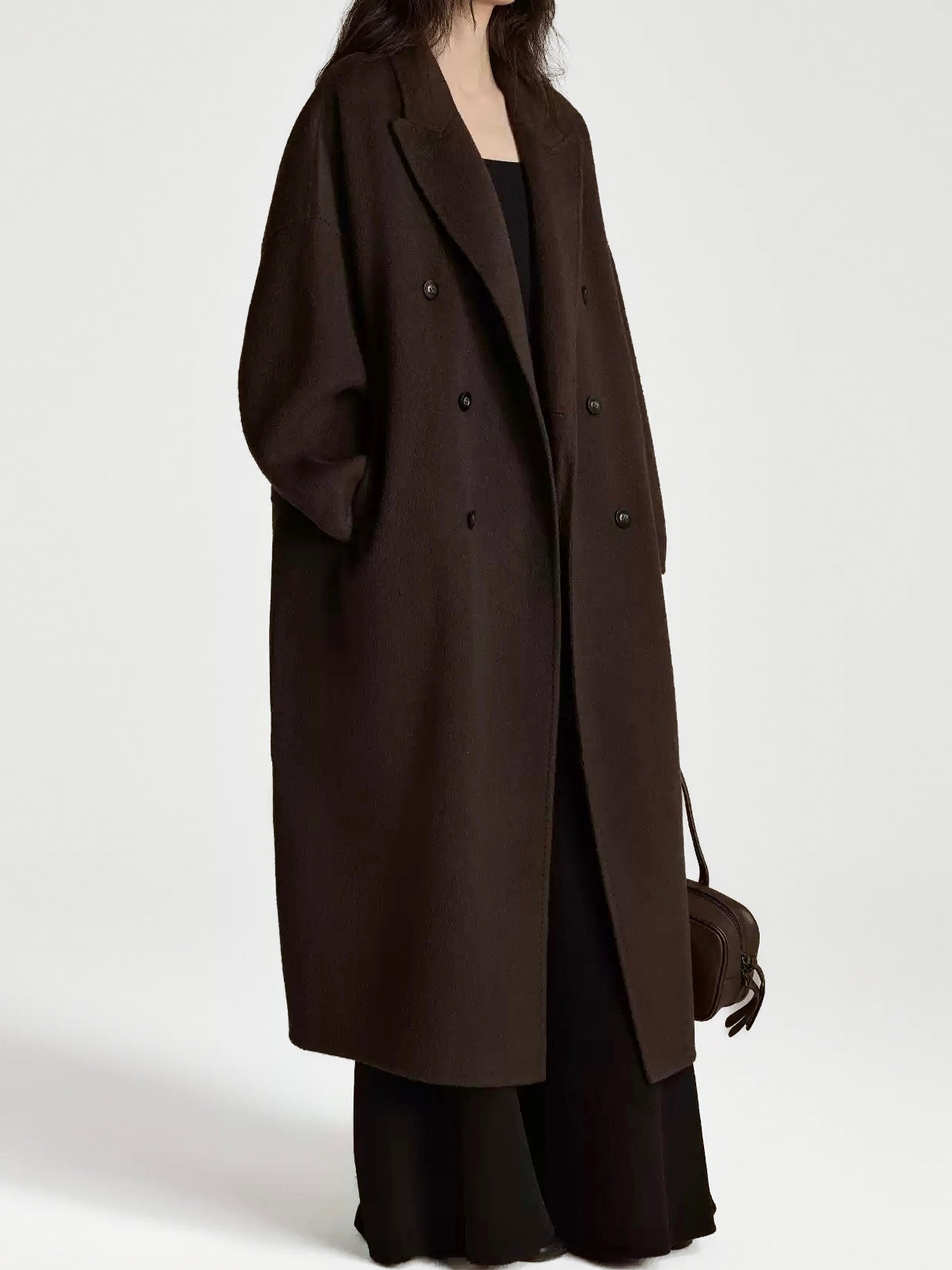 Odette Oversized Wool Coat in Chocolate