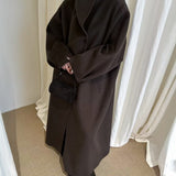 Wren Funnel Neck Wool Coat in Chocolate