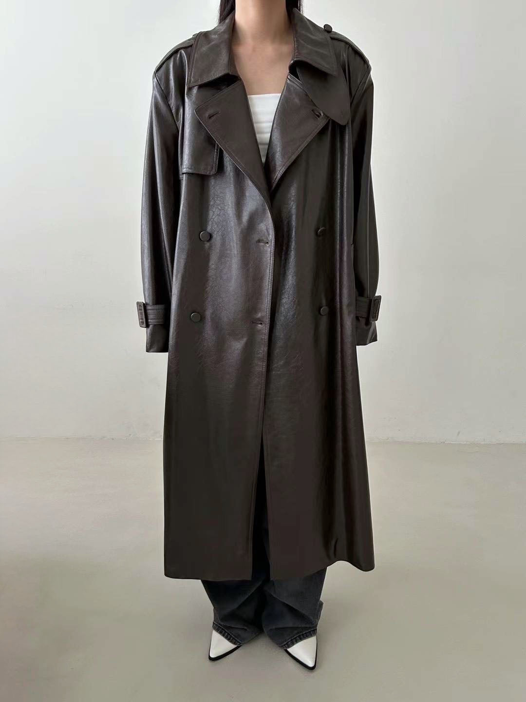 Ophelia Faux Leather Trench Coat