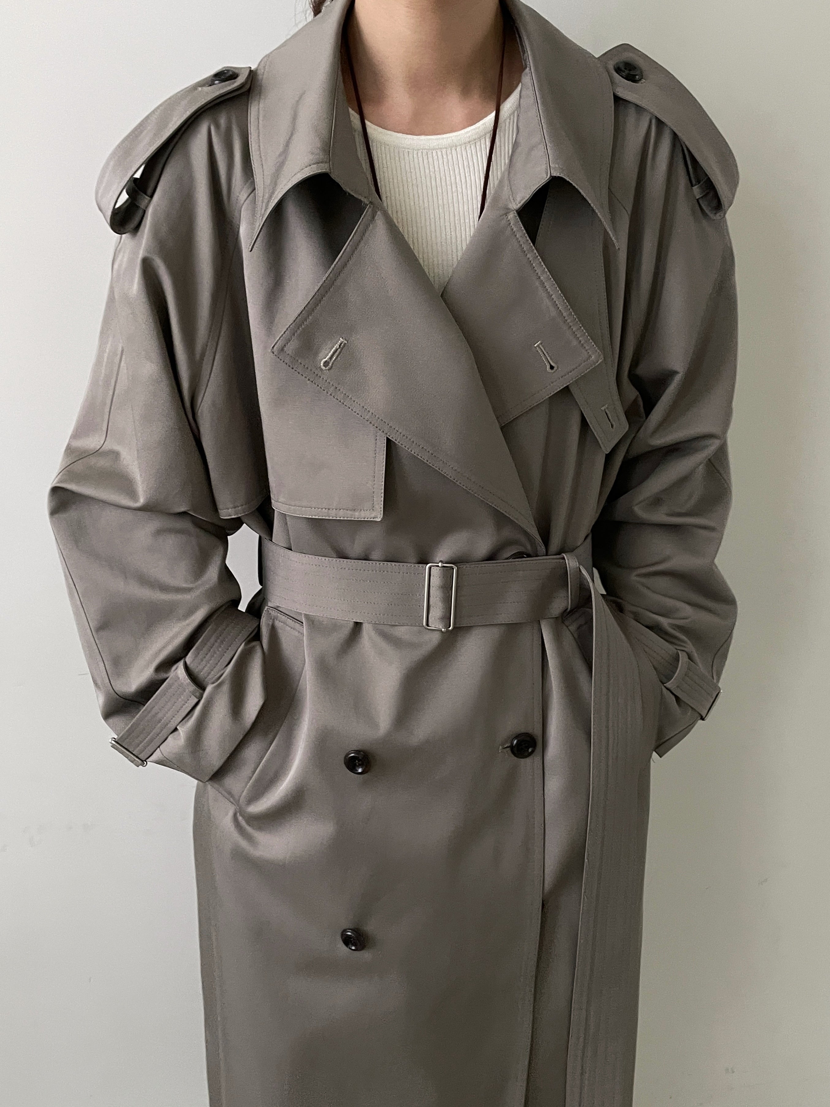 Sloane Trench Coat in Pewter