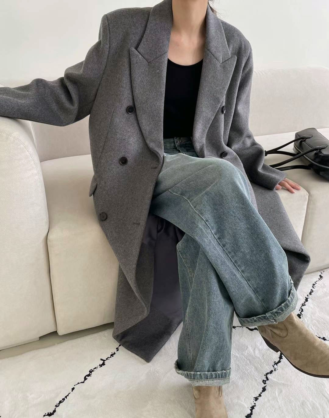 Cosette Oversized Wool Coat in Grey