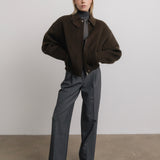 Kaia Wool Bomber Jacket in Espresso