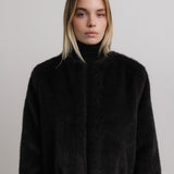 Harper Mink Faux Fur Coat in Black