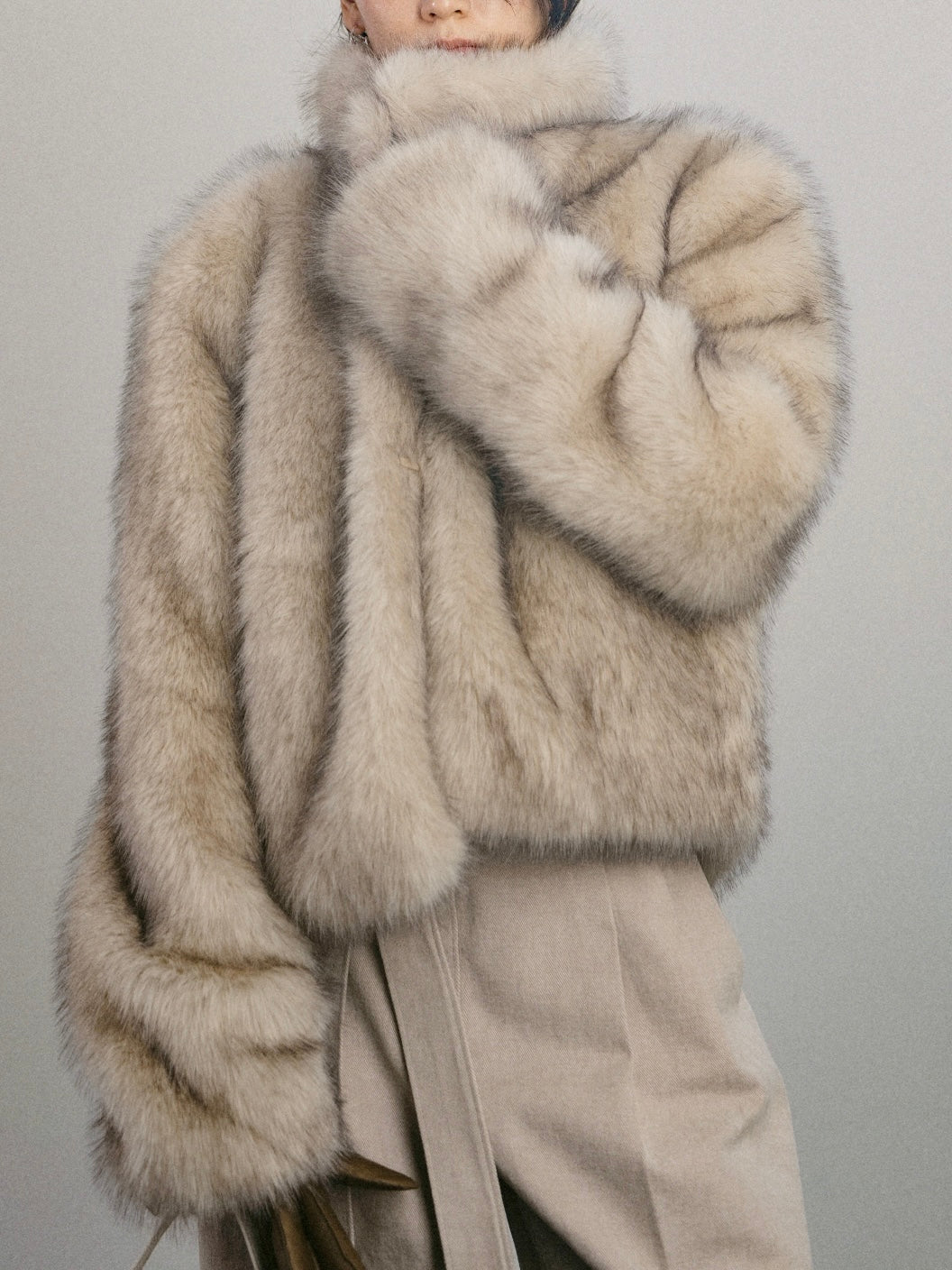 Celeste Faux Fur Jacket in Natural