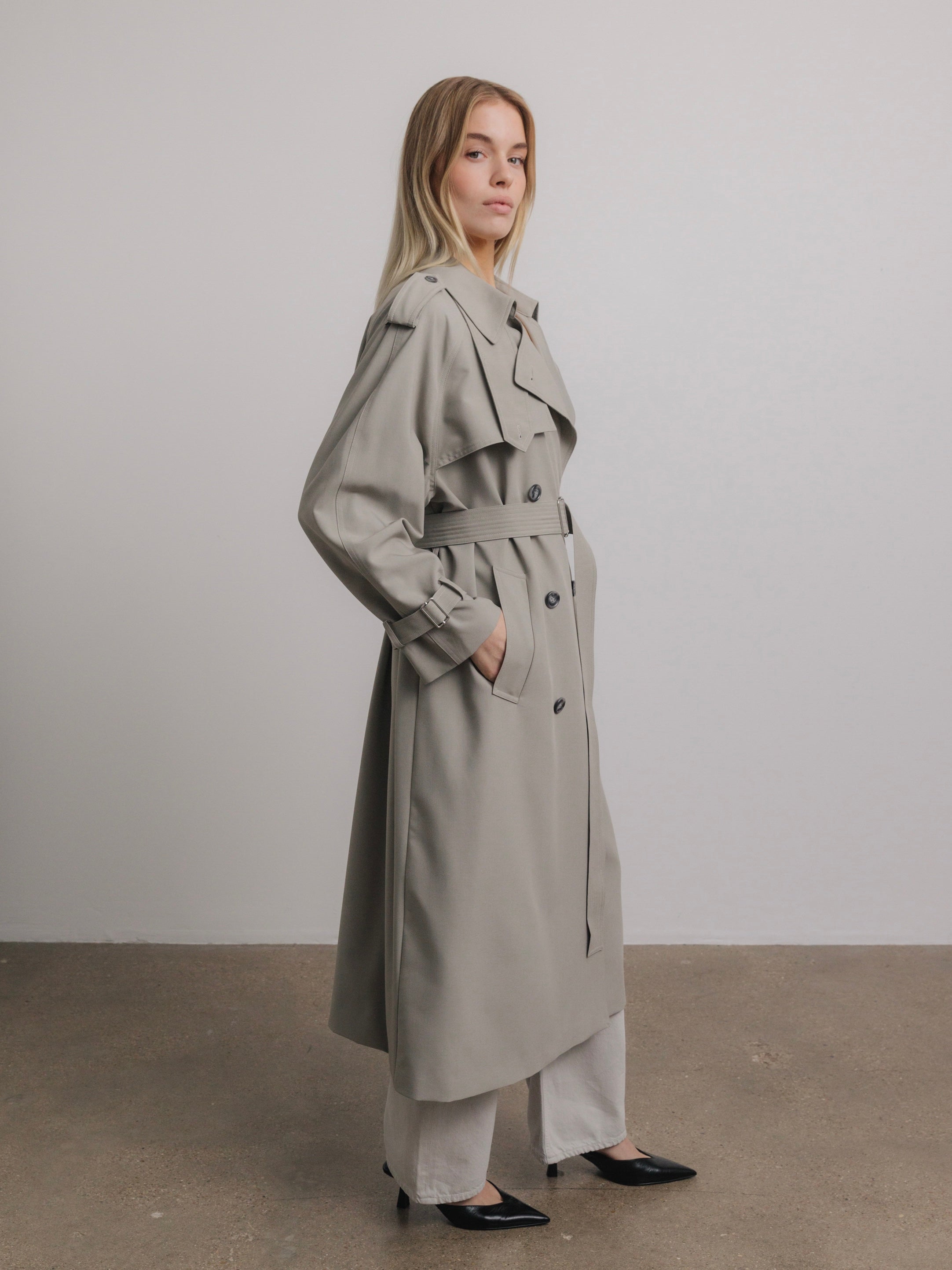 Penelope Trench Coat in Grey