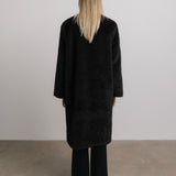 Harper Mink Faux Fur Coat in Black