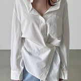 Astrid Asymmetric Striped Cotton Shirt in White
