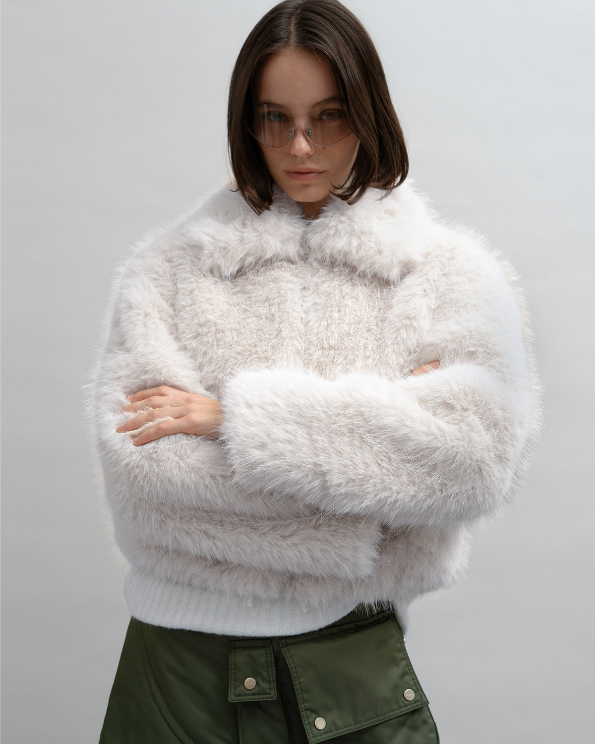 Sadie Faux Fur Jacket in Snow