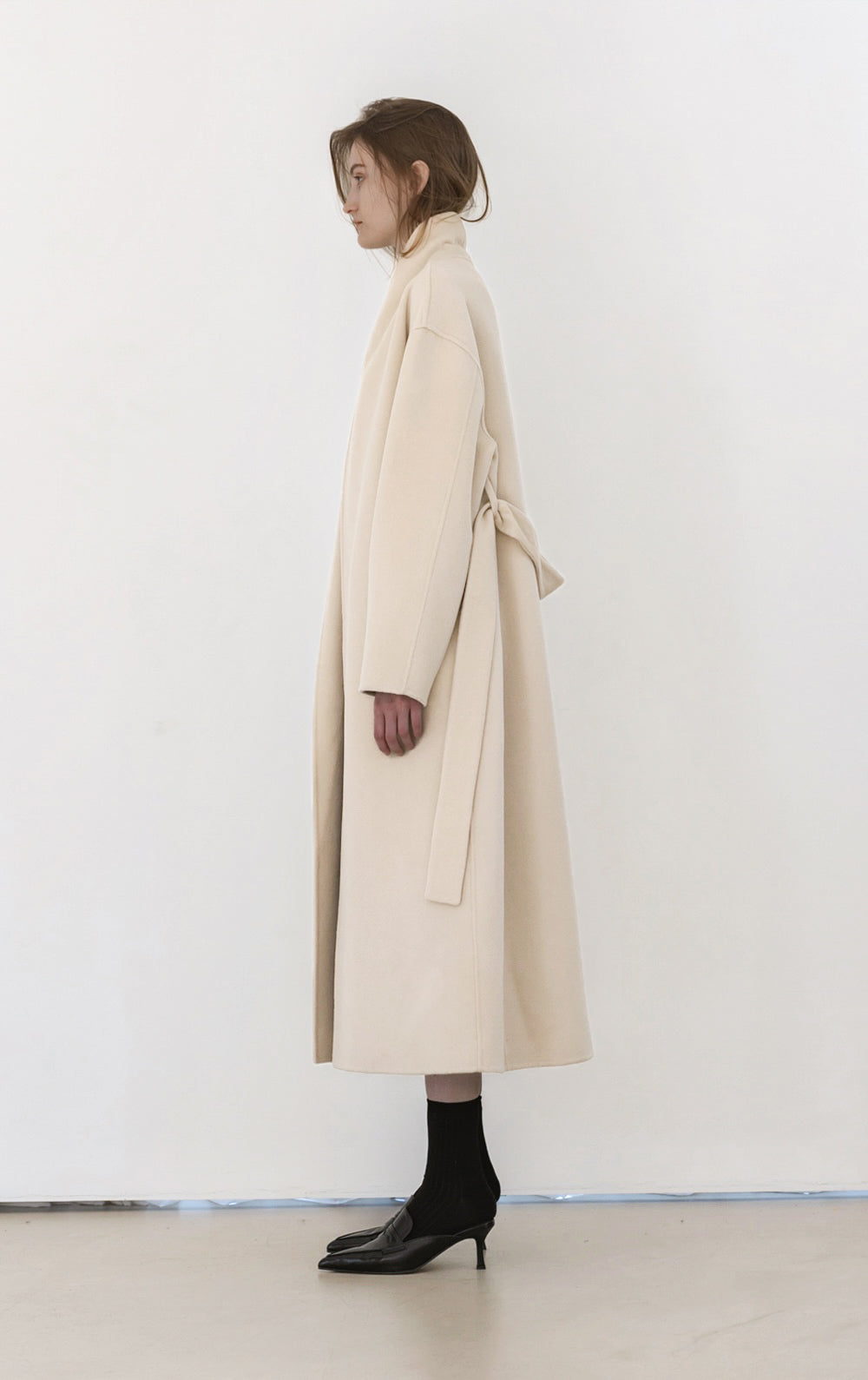 Eloise Wool Scarf Coat in Ivory