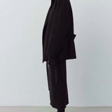 Etta Wool Jacket with Scarf in Black