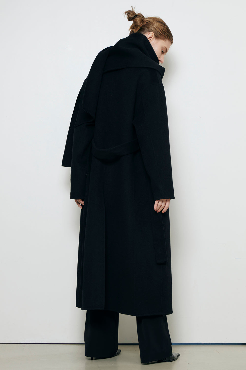 Eloise Wool Scarf Coat in Black