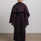 Eloise Wool Scarf Coat in Plum