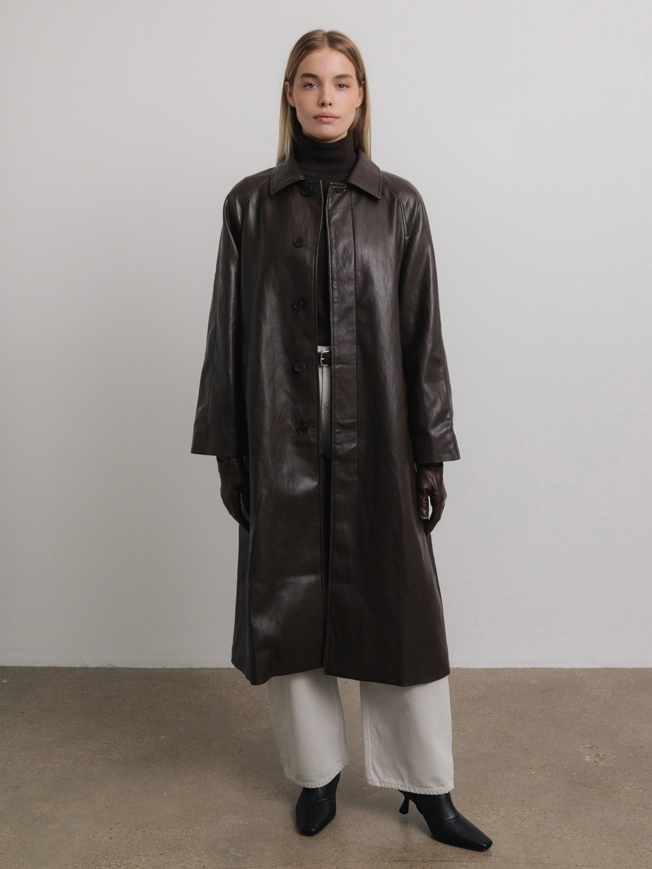 Ciel Faux Leather Coat in Fondant