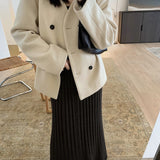 Gillian Double Breasted Wool Coat in Bone