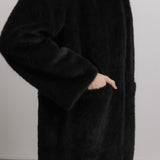 Harper Mink Faux Fur Coat in Black
