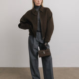 Kaia Wool Bomber Jacket in Espresso