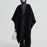 Maren Wool Cape in Black