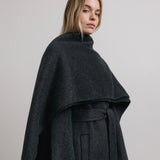 Eloise Wool Scarf Coat in Charcoal