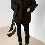 Indra Faux Shearling Suede Jacket