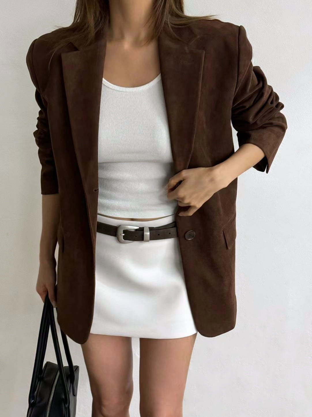 Rhone Faux Suede Jacket in Coffee