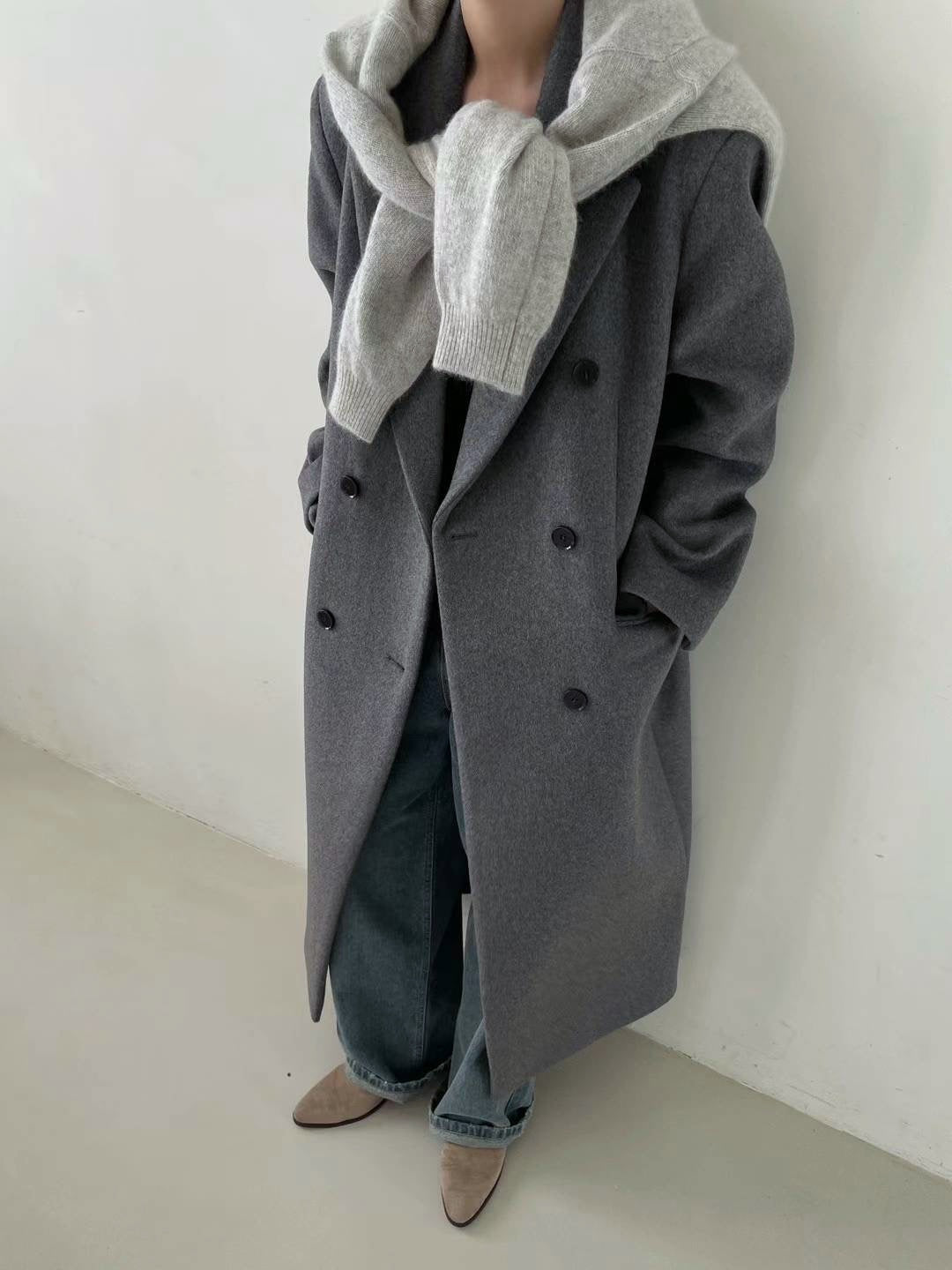 Cosette Oversized Wool Coat in Grey