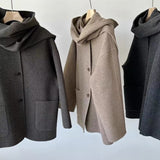 Isabella Wool Scarf Coat in Dark Grey