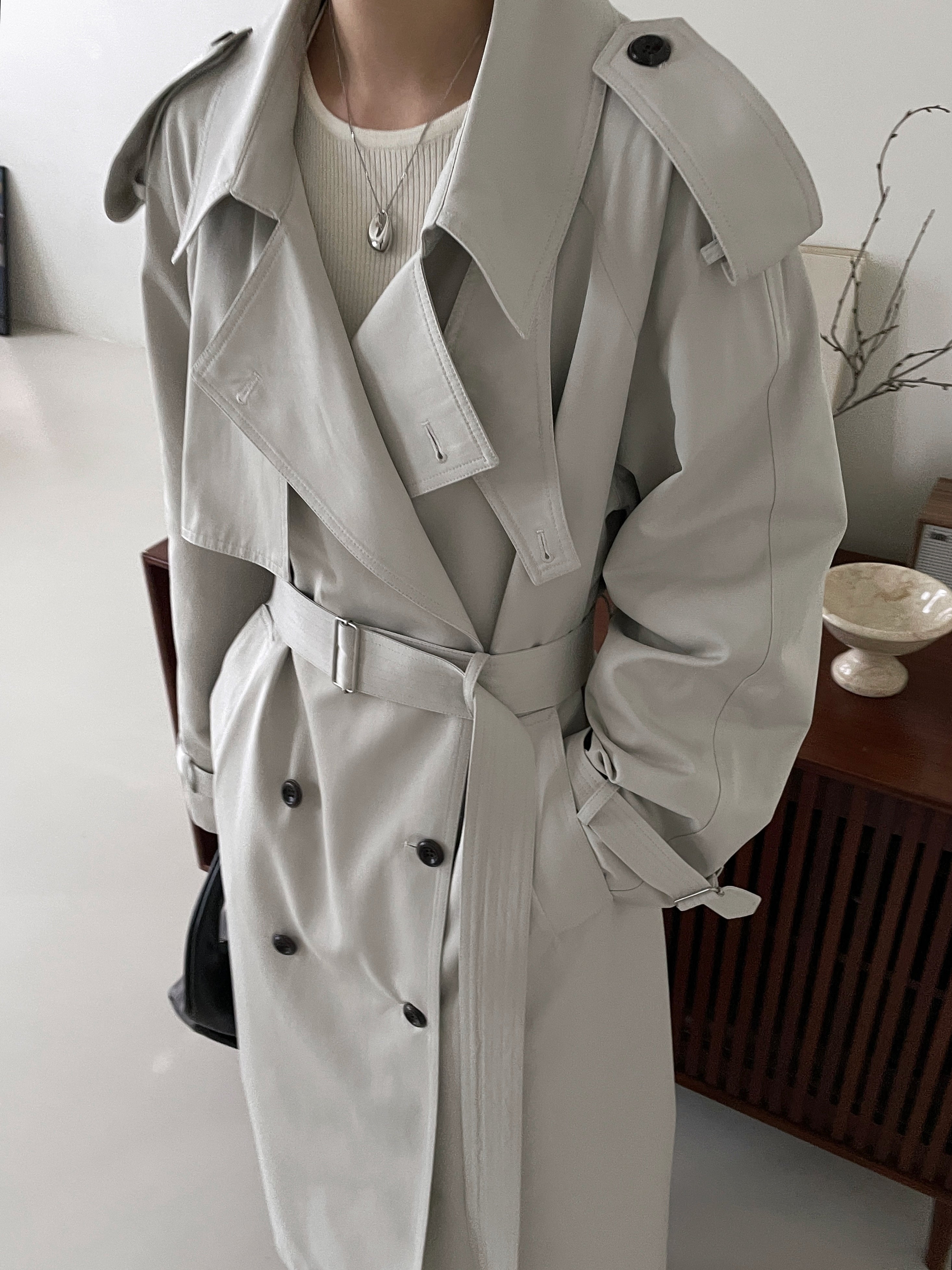 Sloane Trench Coat in Stone